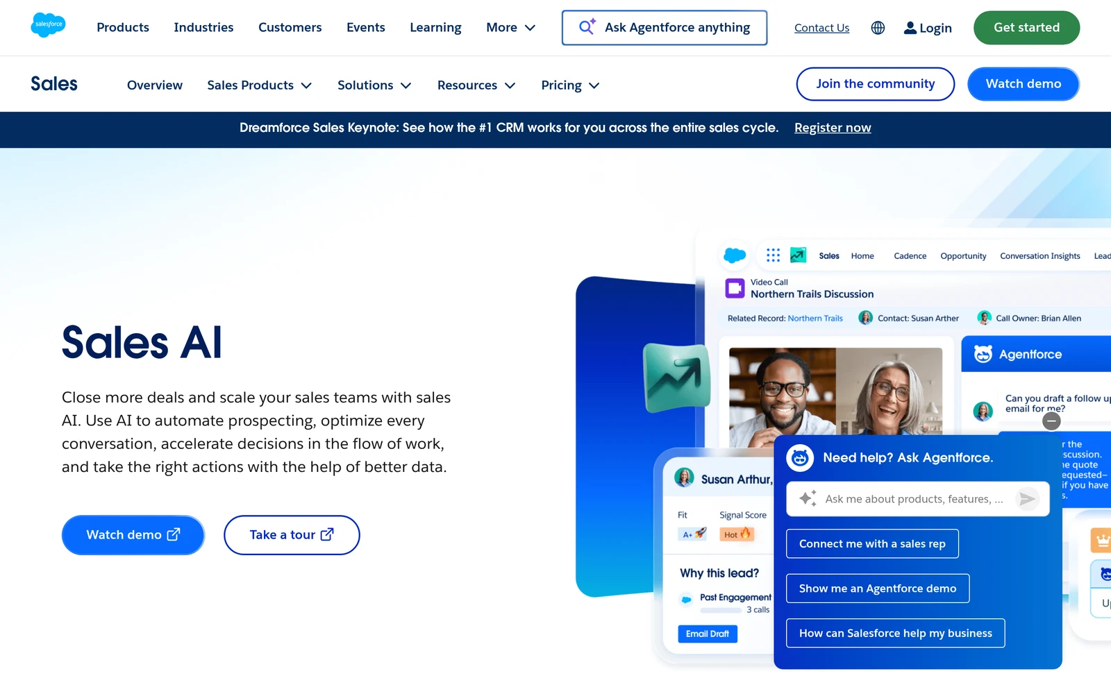 Screenshot of the Salesforce Sales AI website