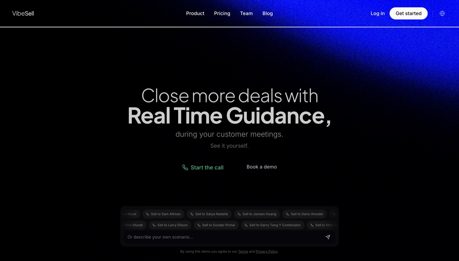 Screenshot of the VibeSell website