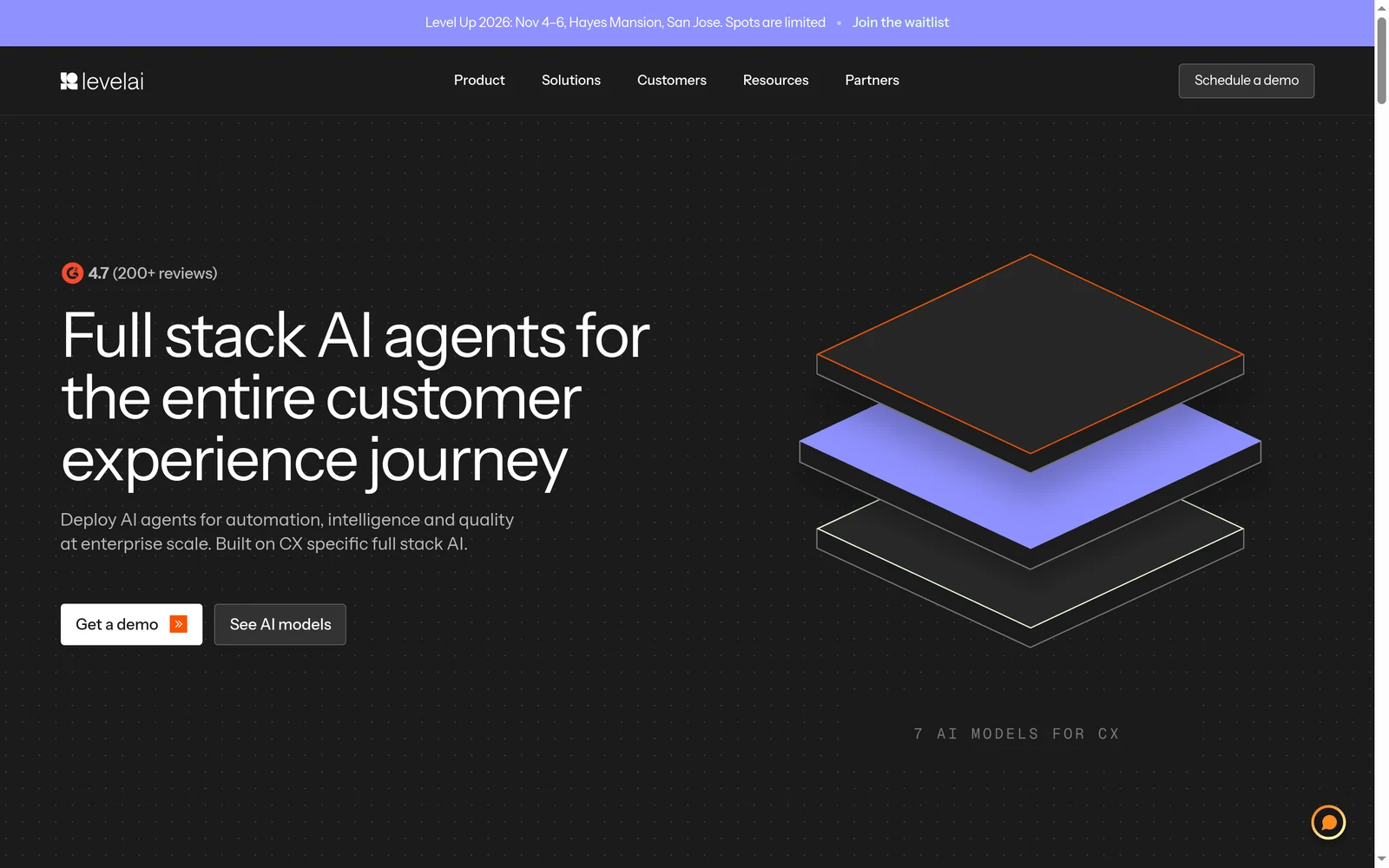 Screenshot of the Level AI website