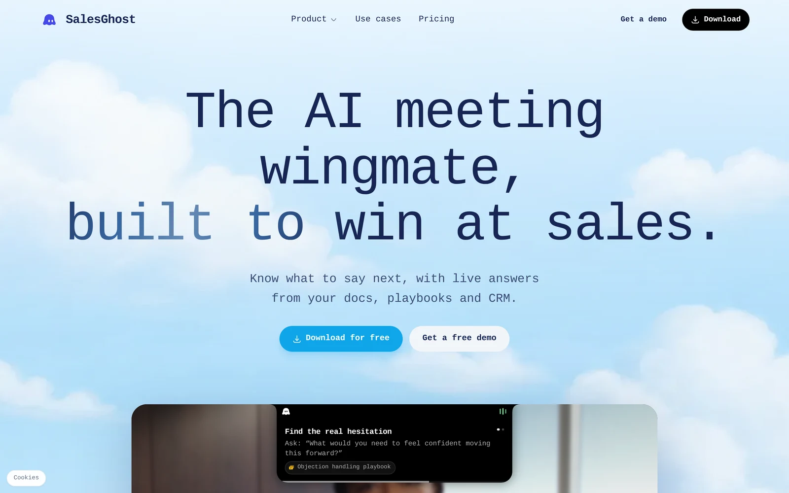 Screenshot of the SalesGhost website