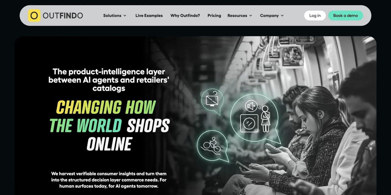 Screenshot of the Outfindo website