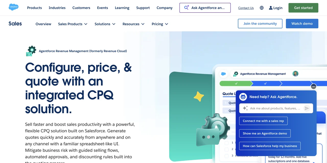 Screenshot of the Salesforce CPQ product page