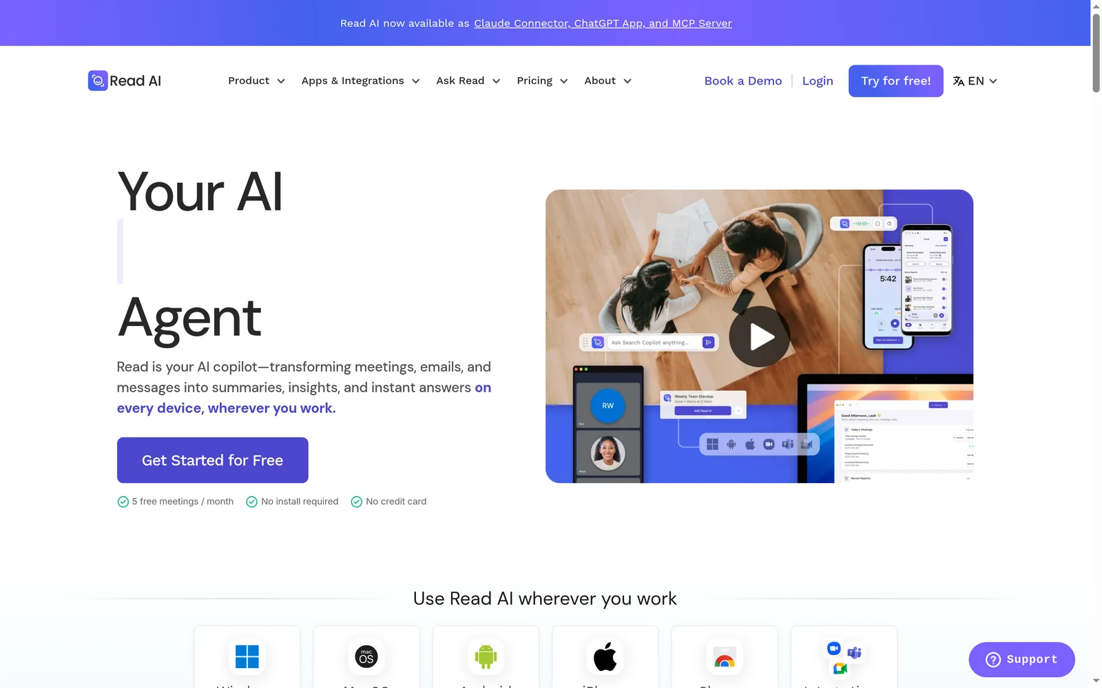 Screenshot of the Read AI website