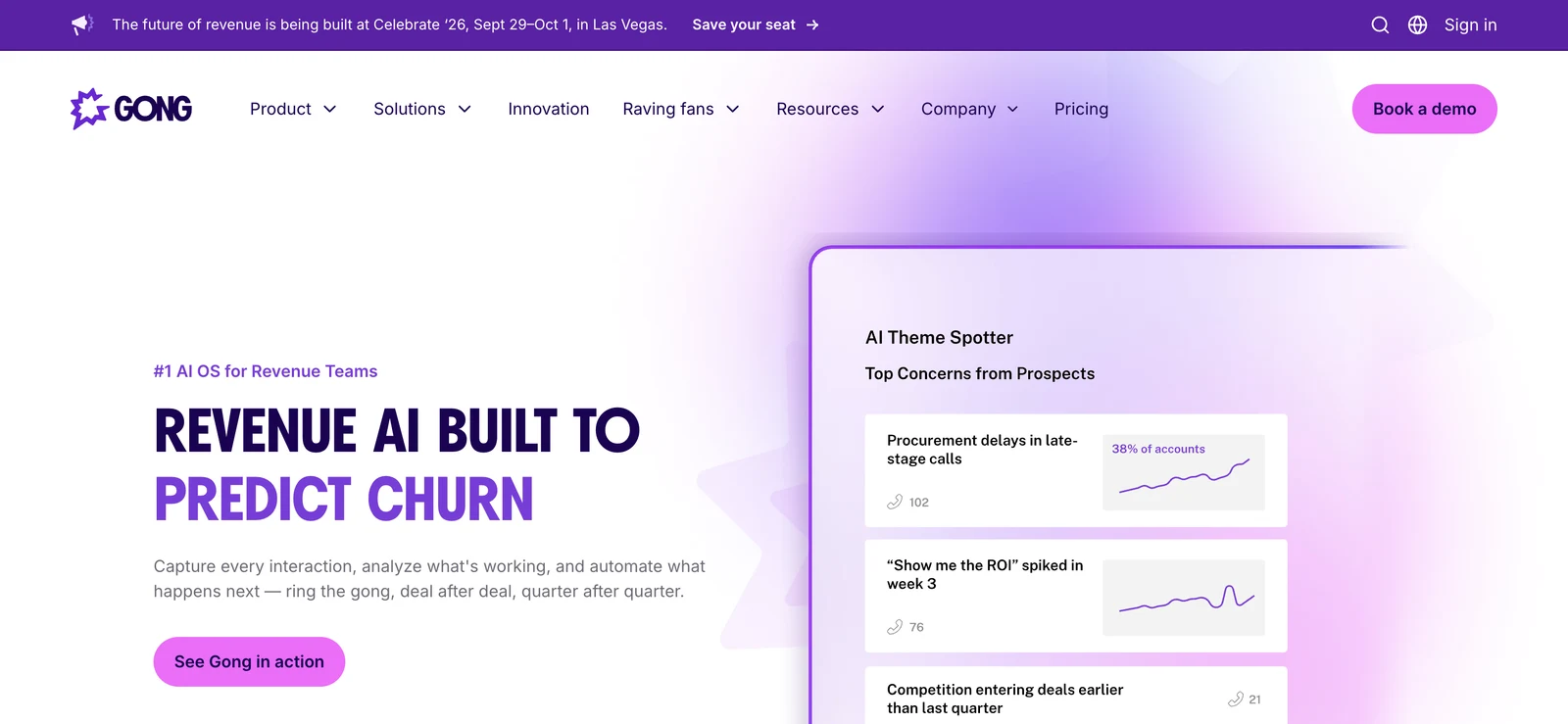 Screenshot of the Gong website