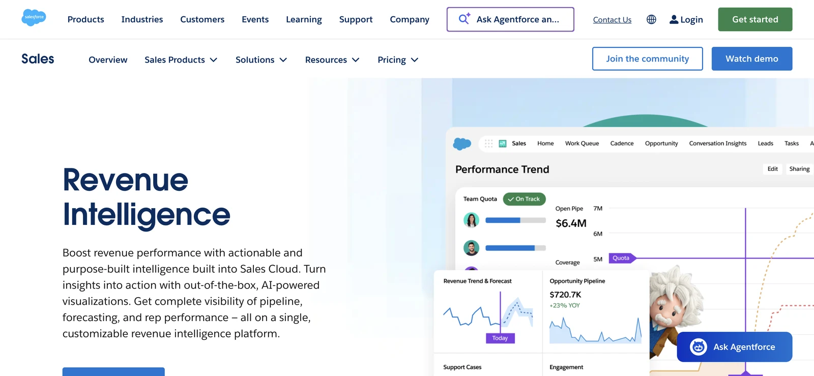 Screenshot of the Salesforce Revenue Intelligence product page