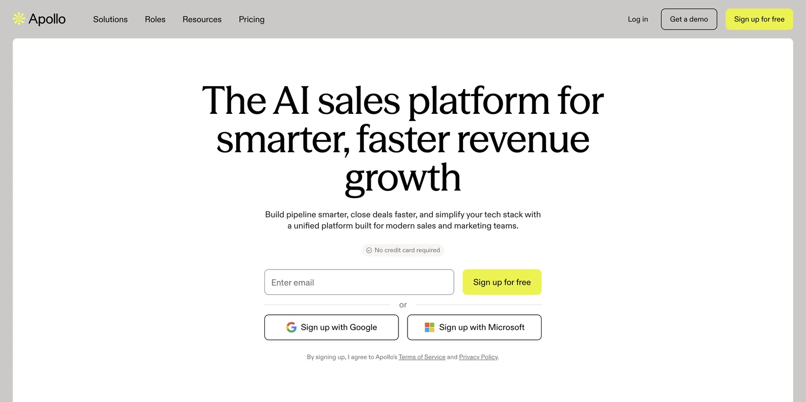 Screenshot of the Apollo website