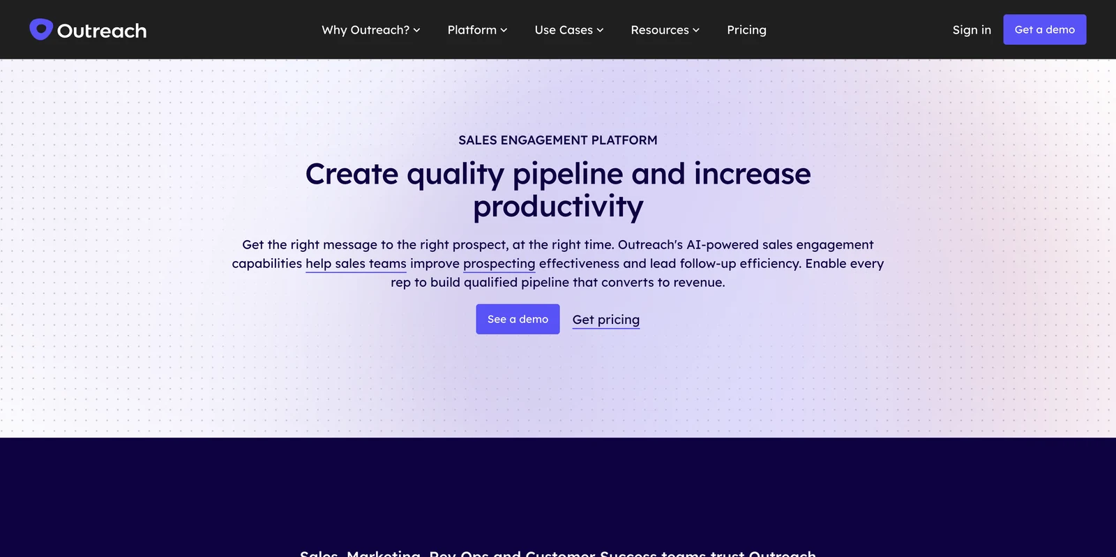 Screenshot of the Outreach sales engagement page