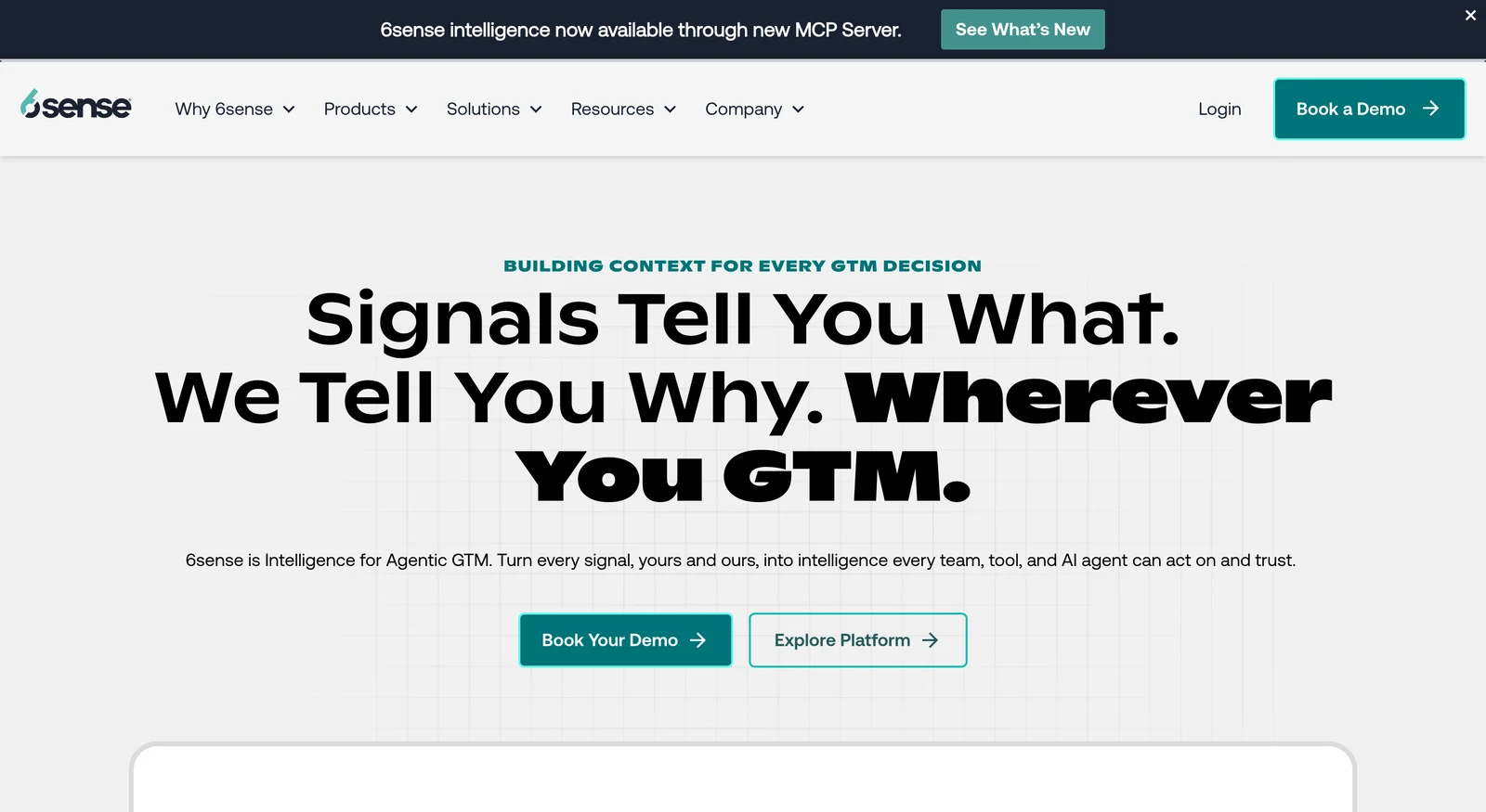 Screenshot of the 6sense website