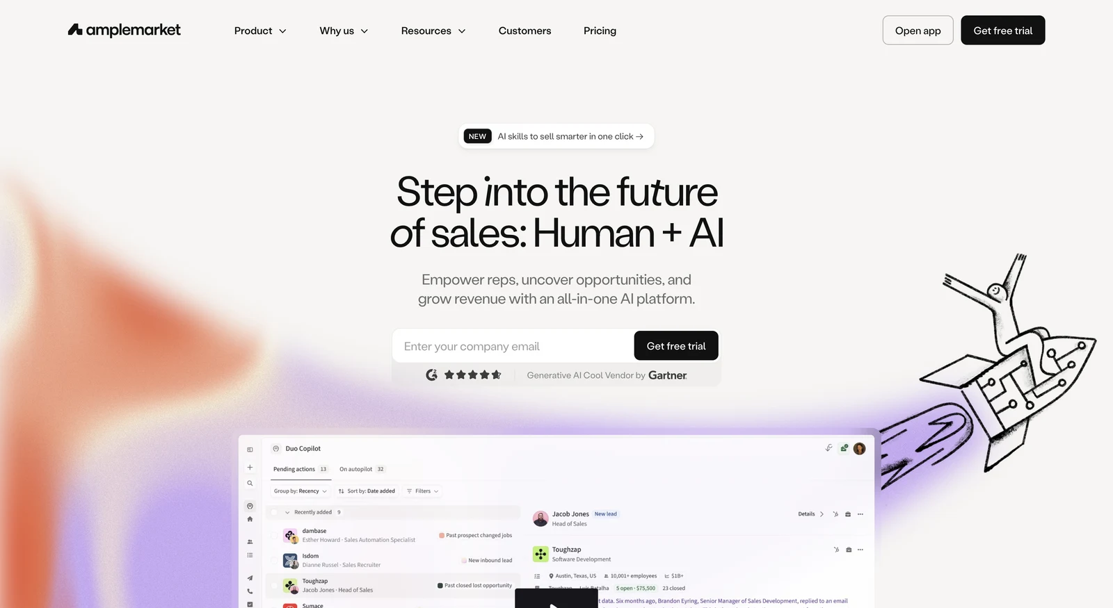 Screenshot of the Amplemarket website