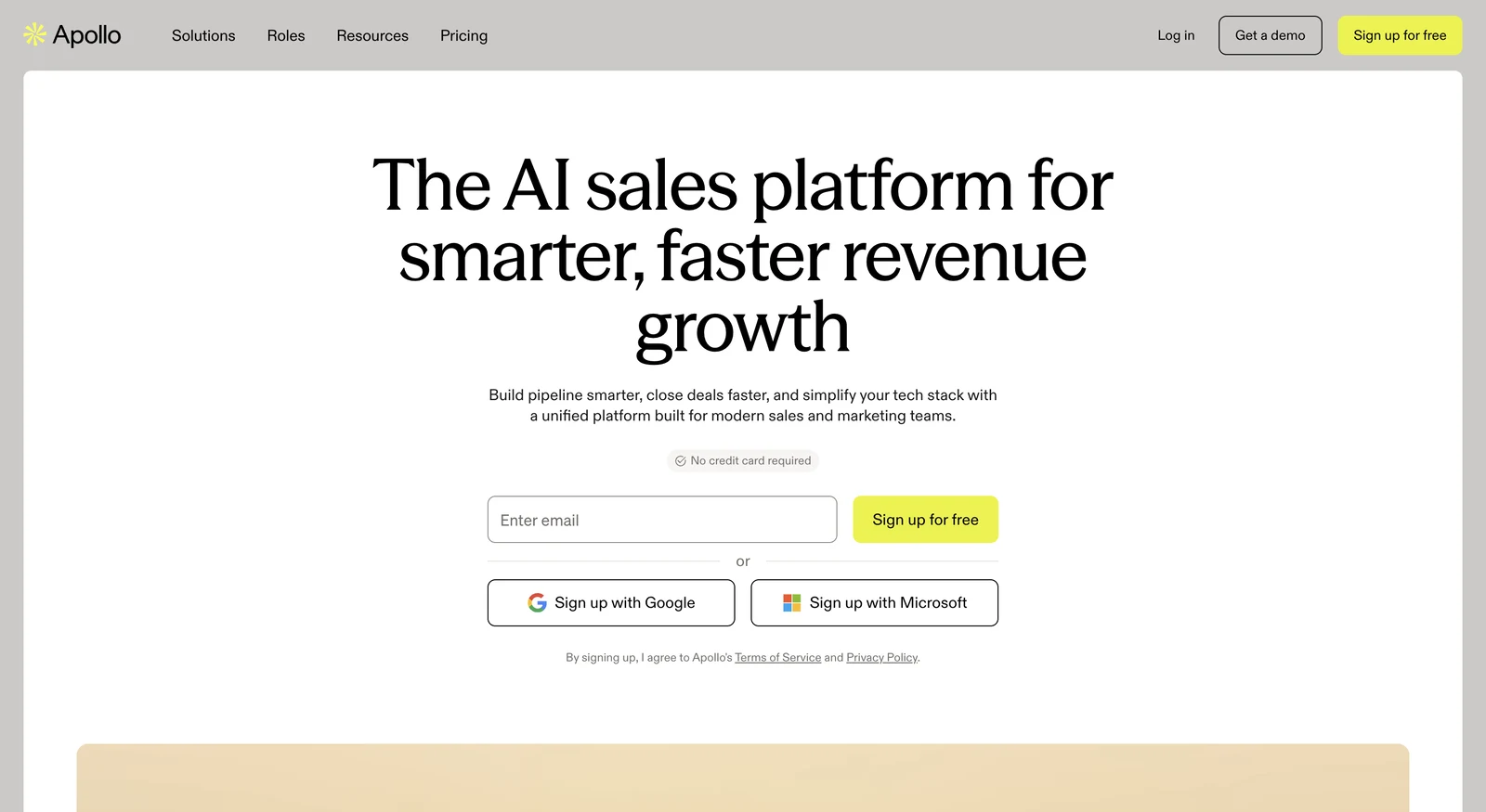Screenshot of the Apollo website