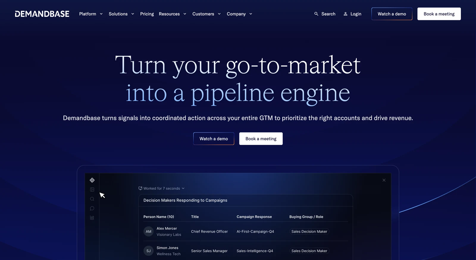Screenshot of the Demandbase website