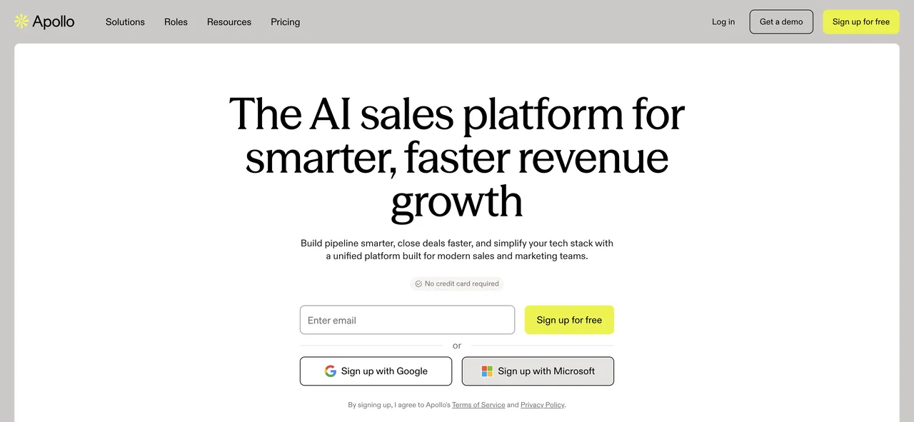 Screenshot of the Apollo website