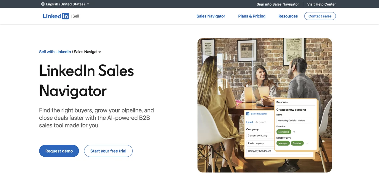 Screenshot of the LinkedIn Sales Navigator website