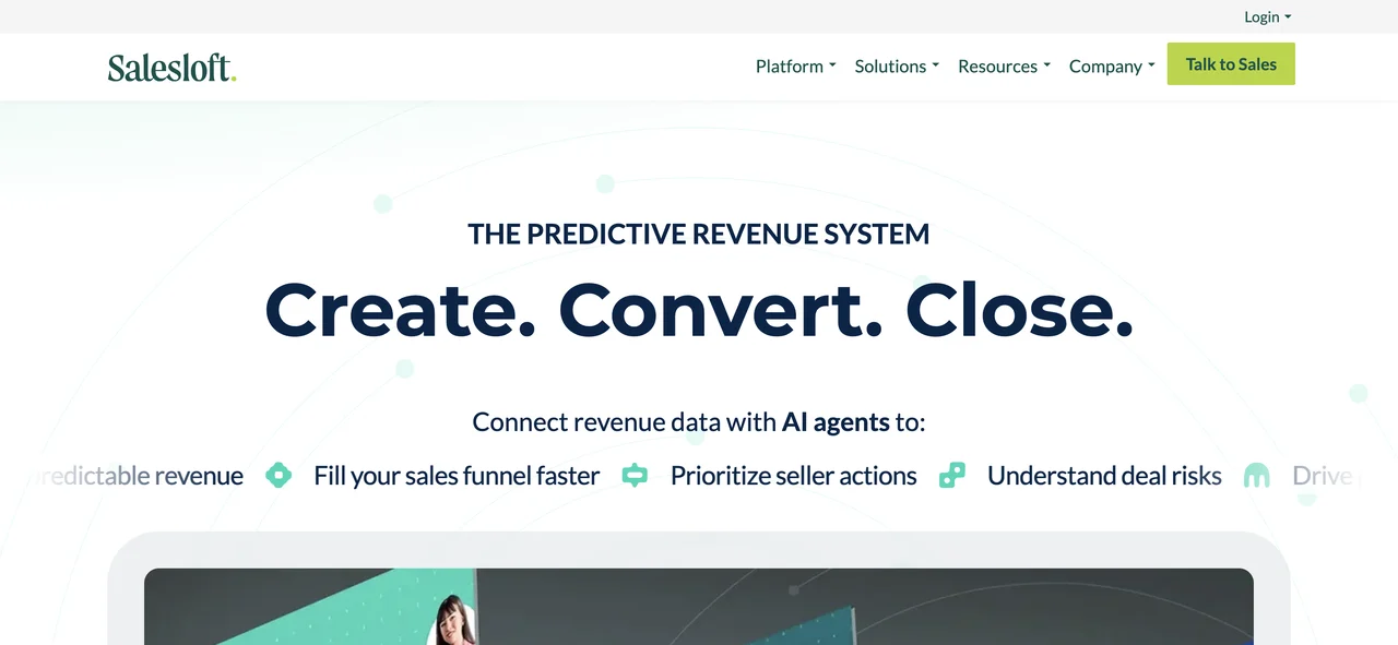 Screenshot of the Salesloft website