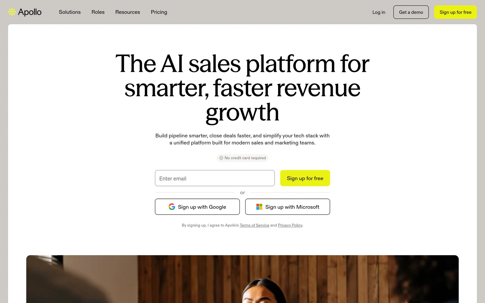 Screenshot of the Apollo.io website