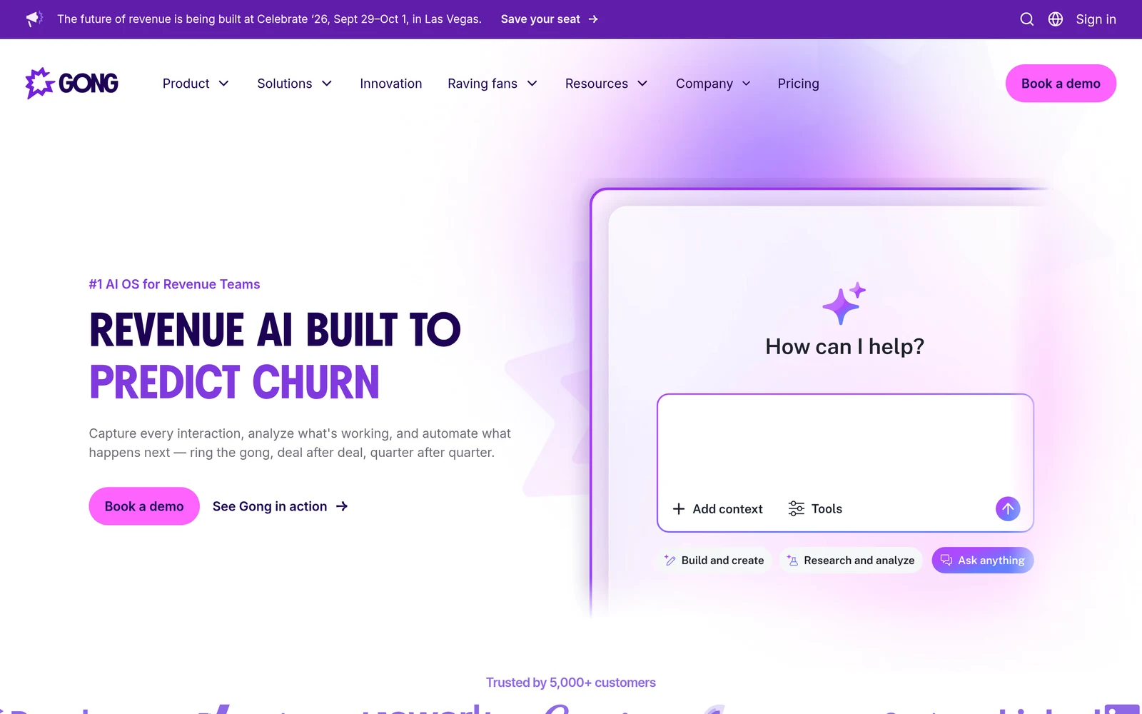 Screenshot of the Gong website