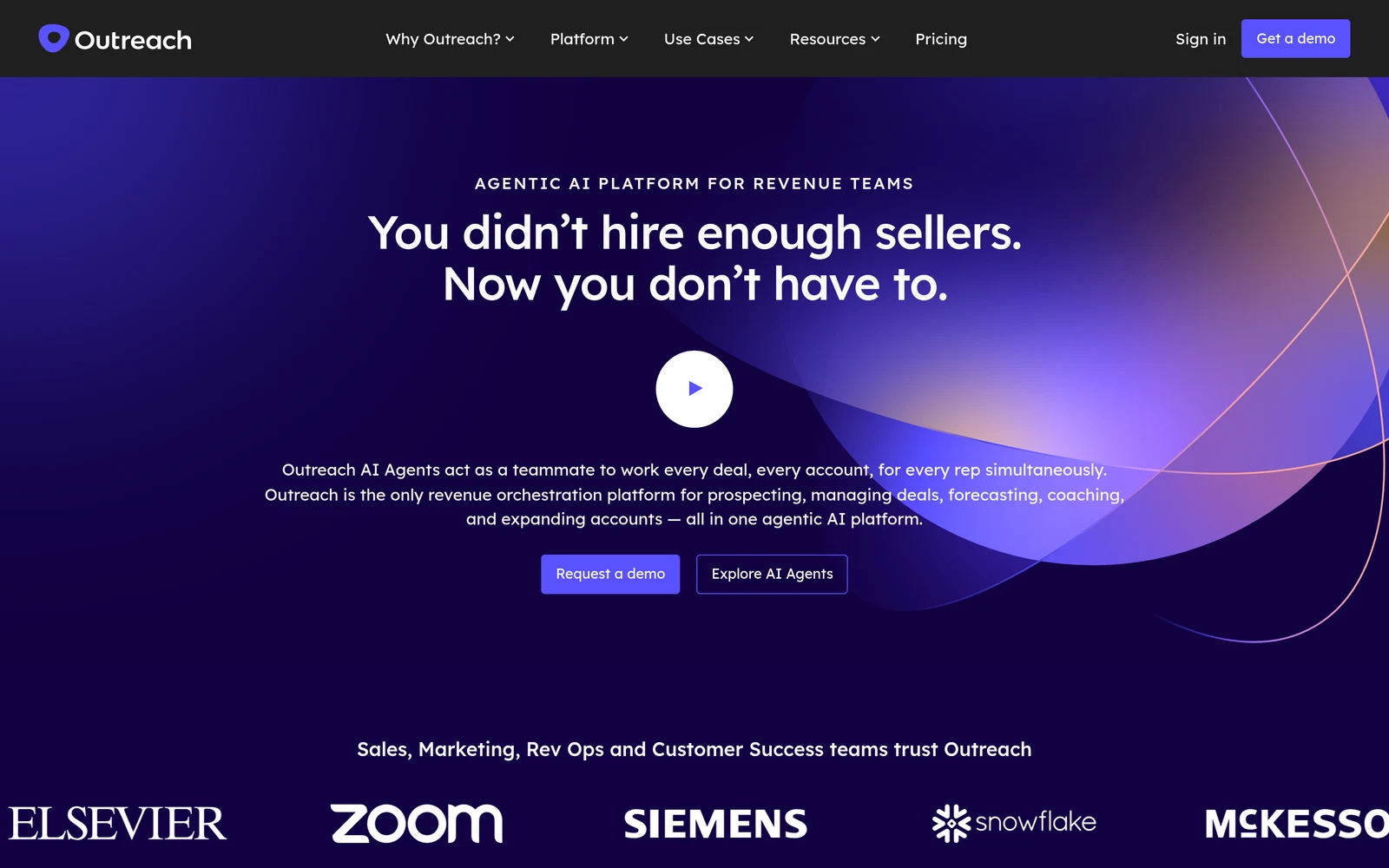 Screenshot of the Outreach website
