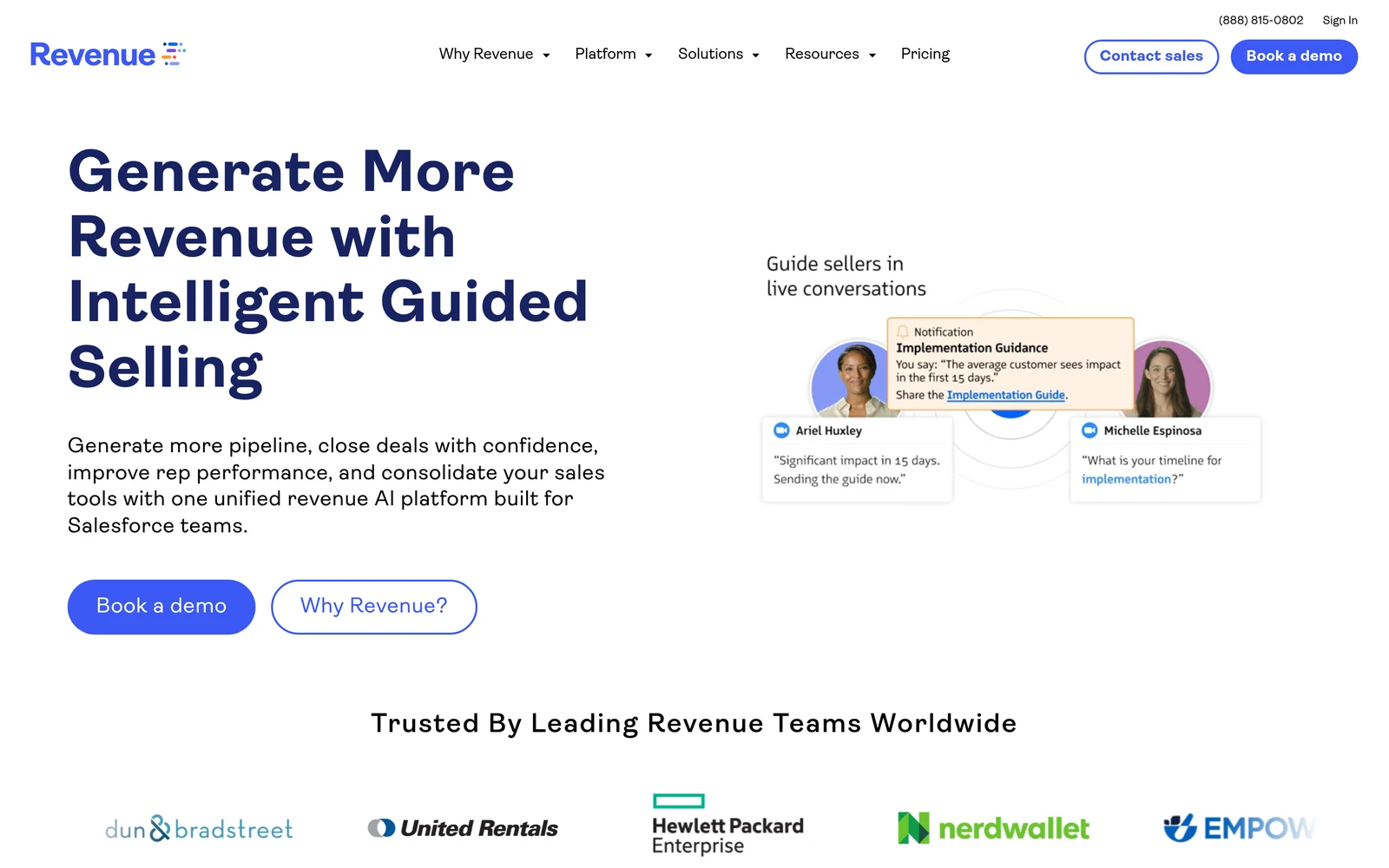 Screenshot of the Revenue.io website
