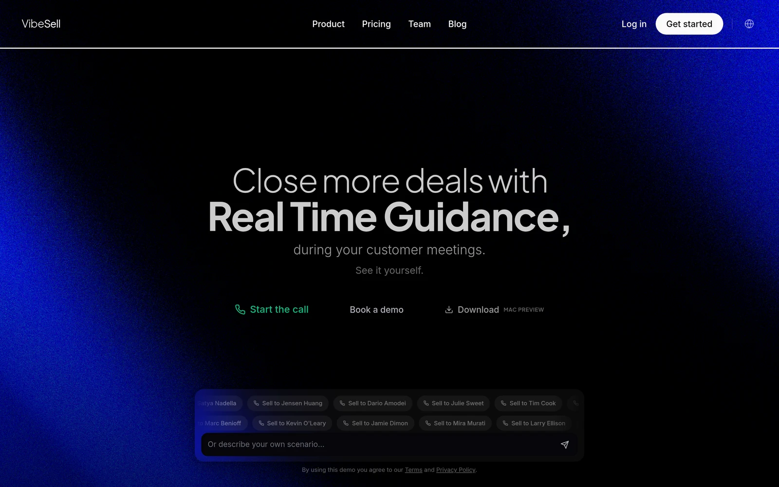 Screenshot of the VibeSell website